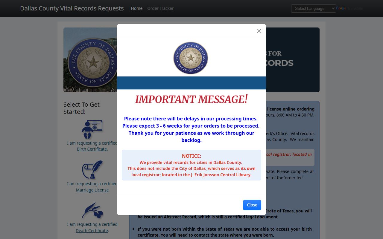 Dallas County obituary death records online vitals system