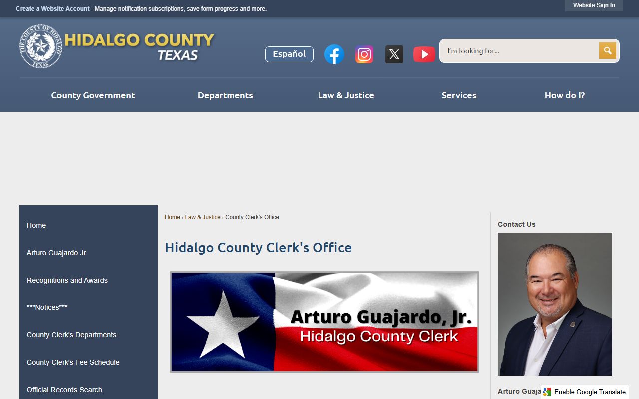 Hidalgo County obituary death records clerk office
