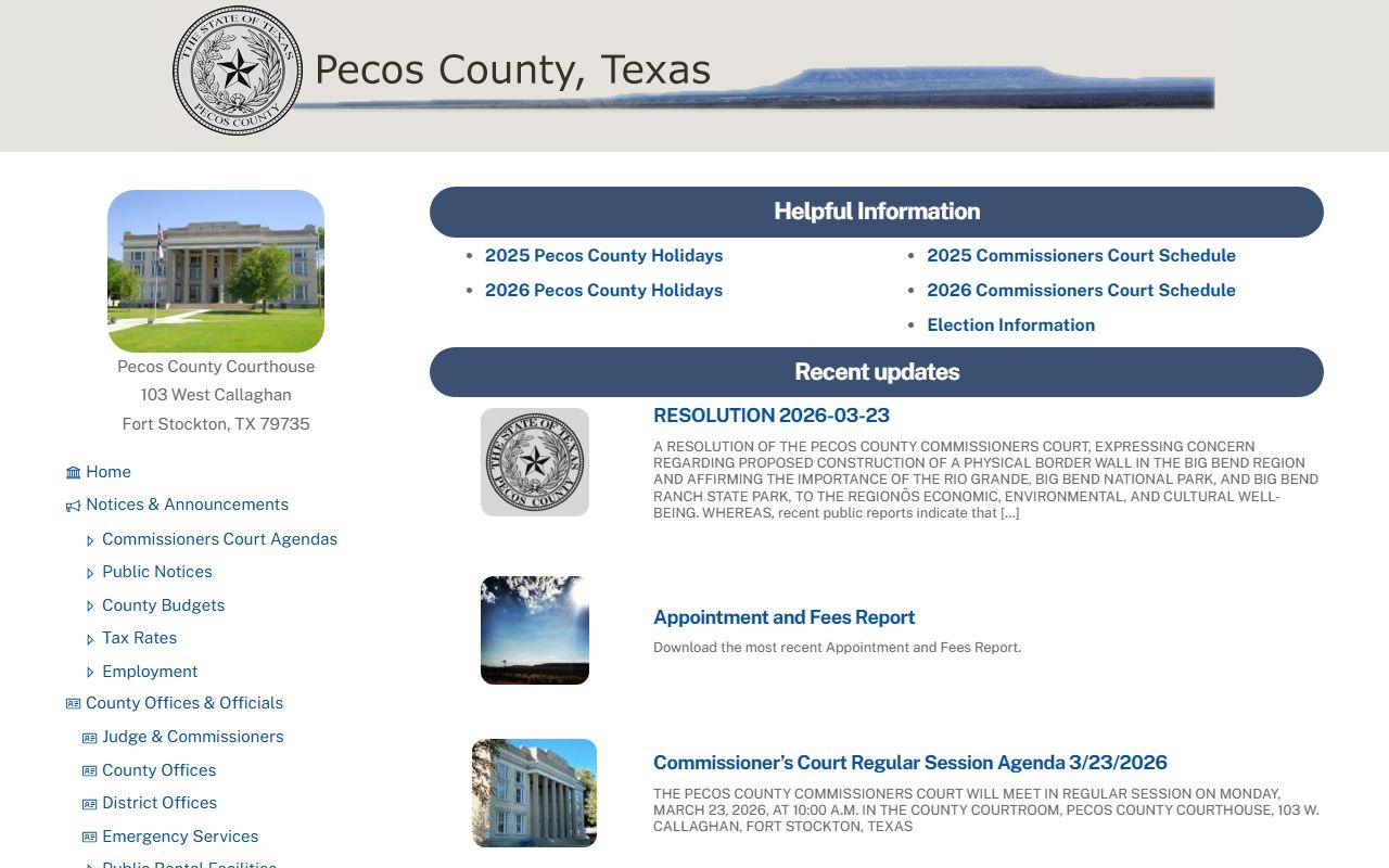Pecos County obituary death records clerk office