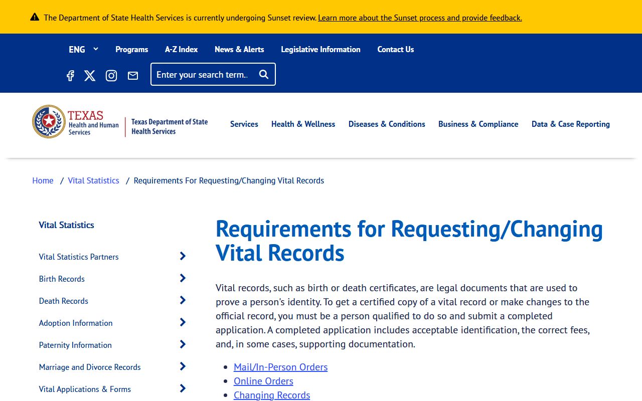Texas vital records requirements obituary death records